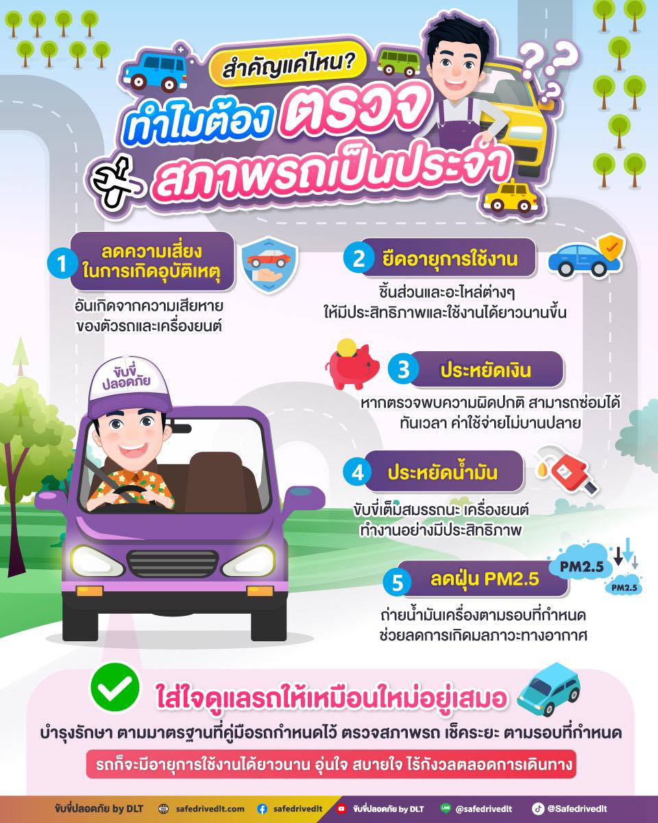 ทำไมต้องตรวจสภาพรถ ตรวจรถฟรี ขับขี่ปลอดภัย เช็กสภาพรถ กรมการขนส่งทางบก