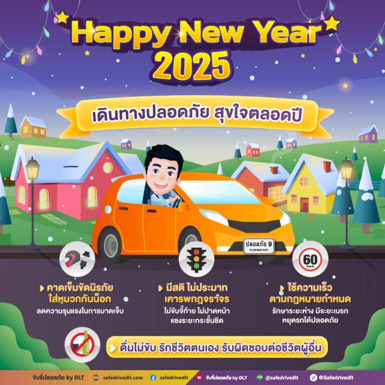 สวัสดีปีใหม่ 2568 ขับขี่ปลอดภัย by DLT กรมการขนส่งทางบก