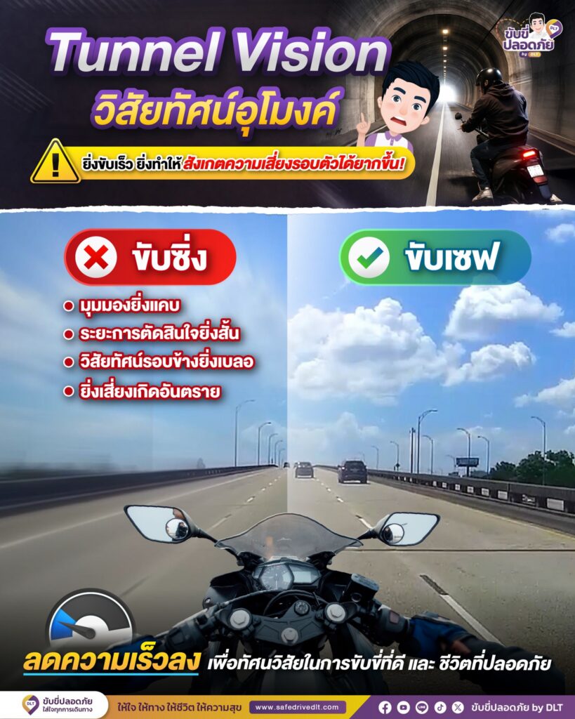 ระวัง ! Tunnel Vision วิสัยทัศน์อุโมงค์ ยิ่งขับเร็ว ยิ่งอันตราย 2 ขับรถลอดอุโมง dlt